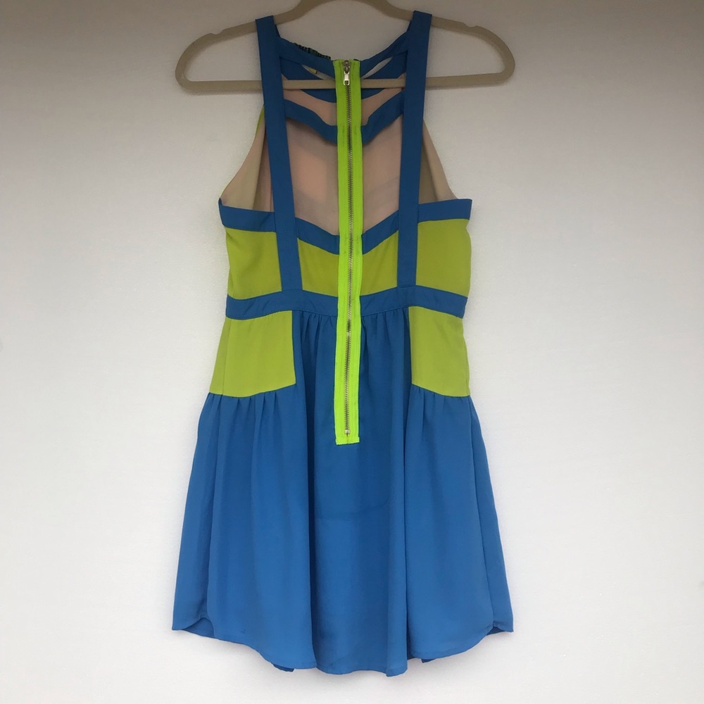 English Rose neon & blue summer dress size small - Picture 5 of 8